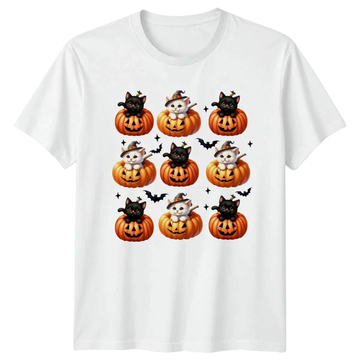 Cute Halloween Kittens Womens T-Shirt Cat Pumpkin Halloween Gift For Her Unisex T-shirt, Sweatshirt, Hoodie, Long Sleeve Tee - T-Shirt, Sweatshirt, Hoodie