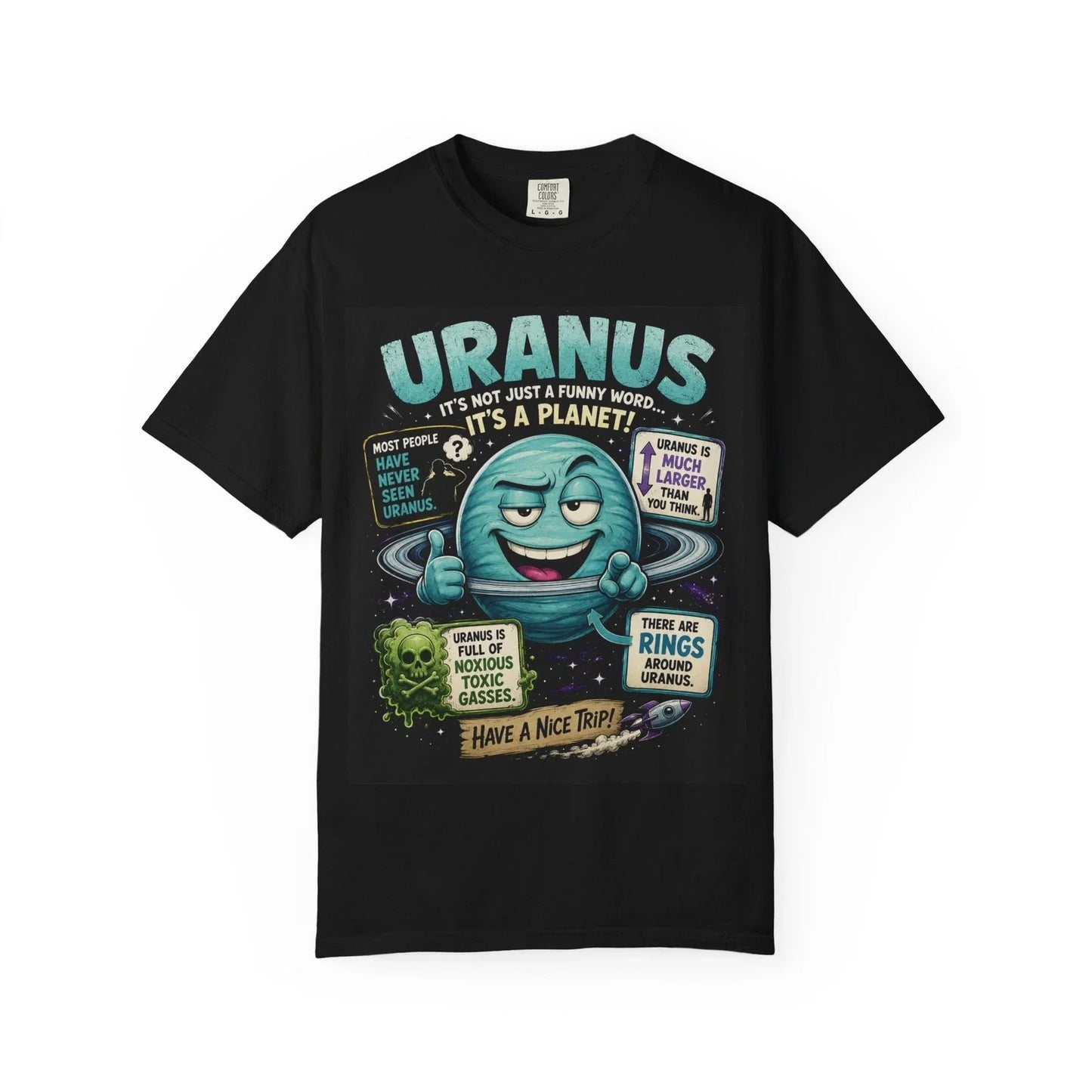 Uranus Planet Cartoon Tee | Funny Space Science T-Shirt Unisex T-shirt, Sweatshirt, Hoodie, Long Sleeve Tee - T-Shirt, Sweatshirt, Hoodie