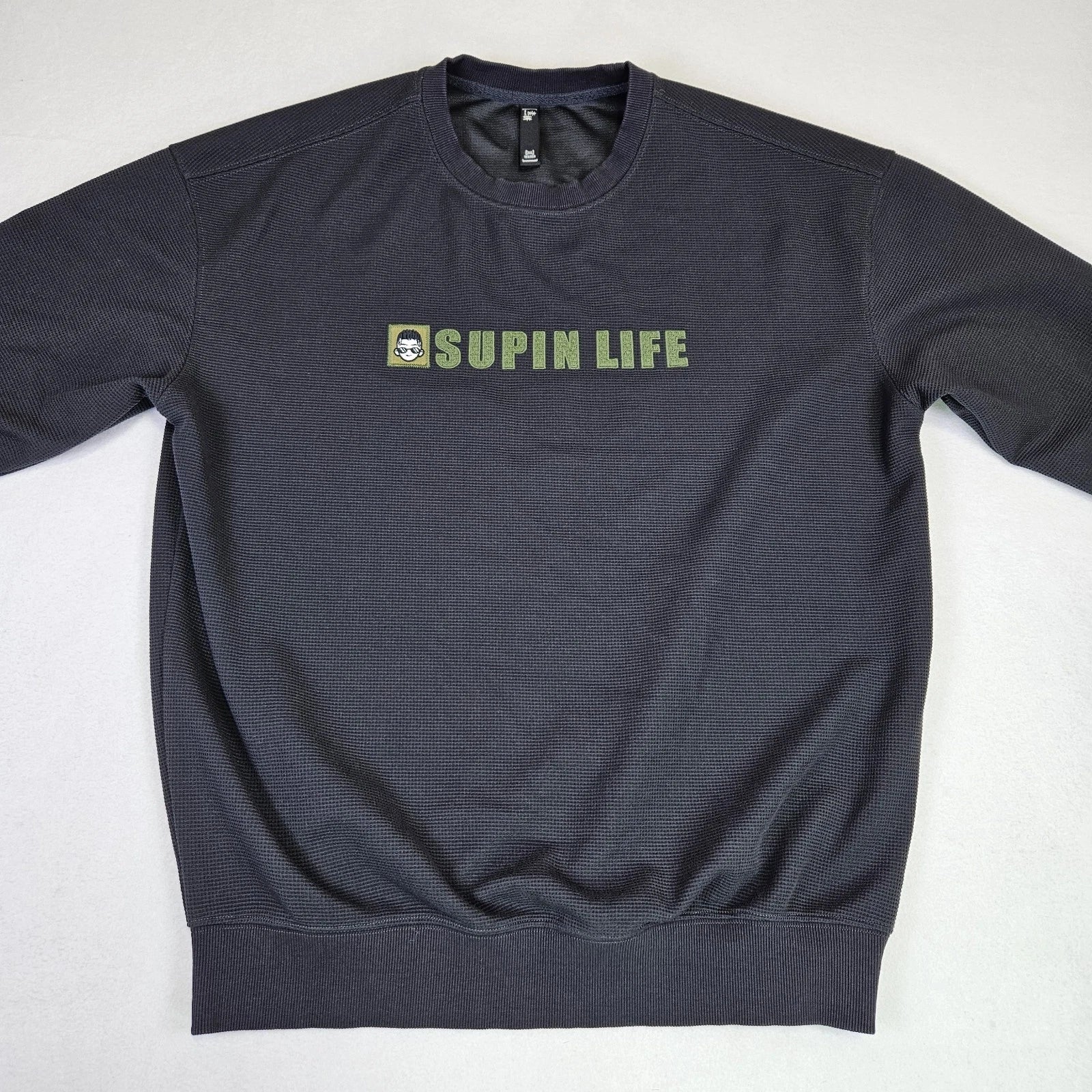 Supin Japanese Crewneck Shirt Mens L (180) Black Streetwear Patches Graphic Unisex T-shirt, Sweatshirt, Hoodie, Long Sleeve Tee - T-Shirt, Sweatshirt, Hoodie