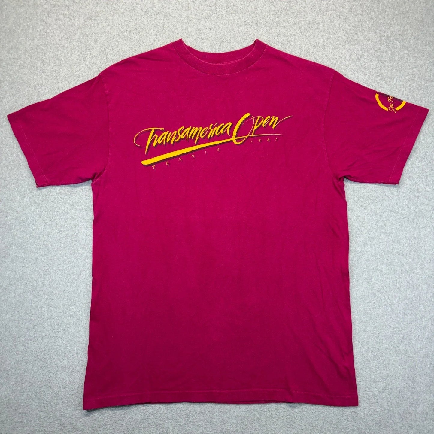 Vintage Hanes Beefy T T-Shirt Mens XL Pink Transamerica Open Tennis 1987 USA Unisex T-shirt, Sweatshirt, Hoodie, Long Sleeve Tee - T-Shirt, Sweatshirt, Hoodie
