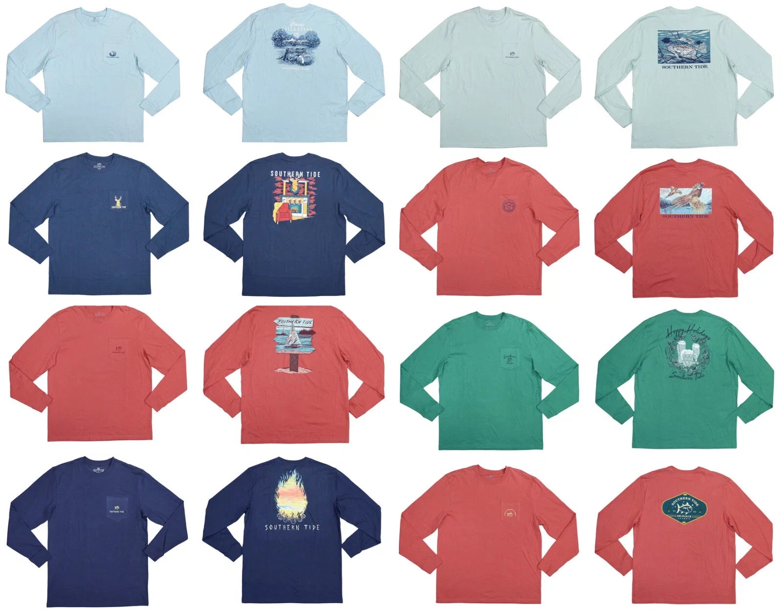 Southern Tide Chest Pocket Graphic Print Long Sleeve Crew Neck Mens T-Shirt NWOT Unisex T-shirt, Sweatshirt, Hoodie, Long Sleeve Tee - T-Shirt, Sweatshirt, Hoodie