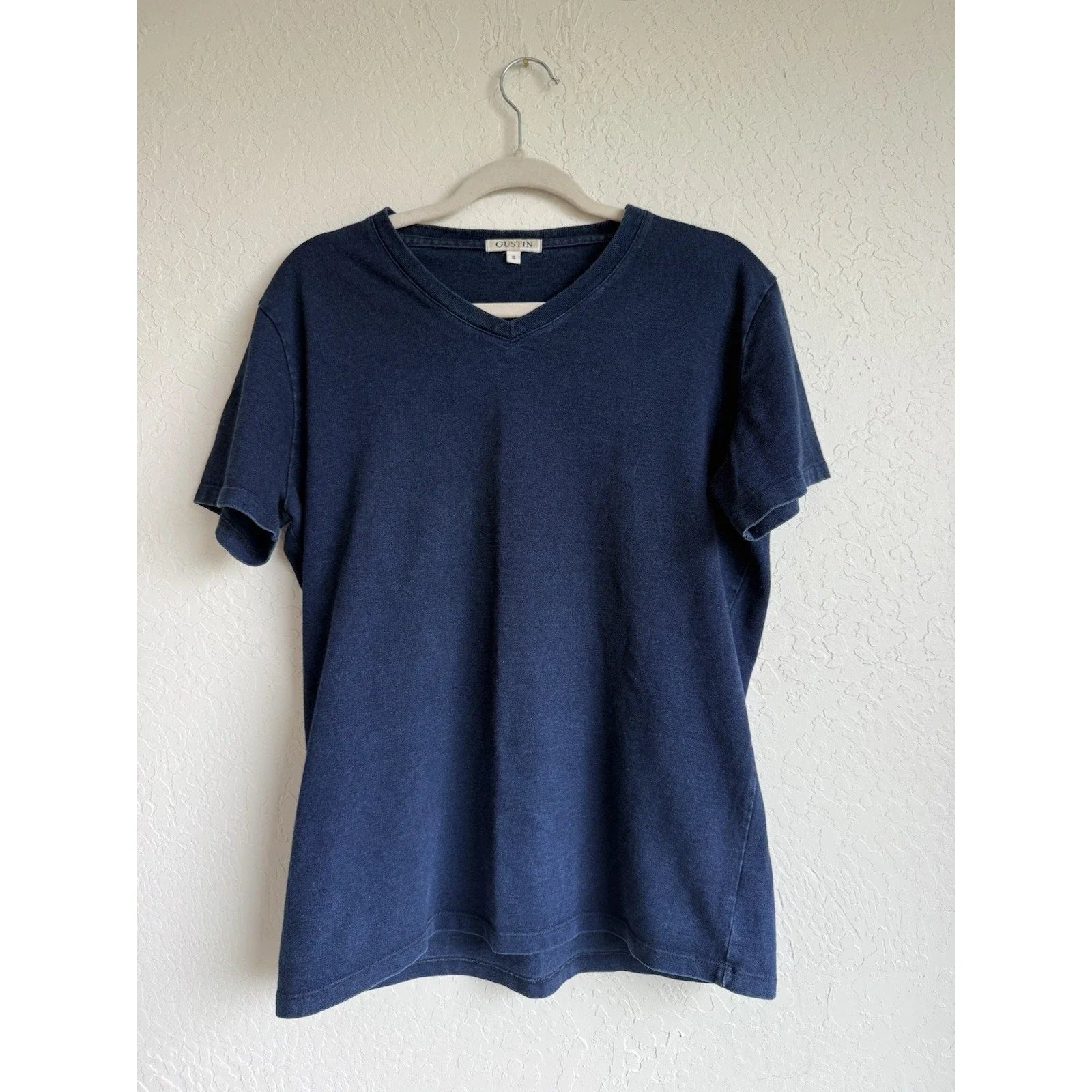 Gustin 100% Cotton T Shirt Mens Small Blue Made in USA Minimalist Basic Tee Unisex T-shirt, Sweatshirt, Hoodie, Long Sleeve Tee - T-Shirt, Sweatshirt, Hoodie