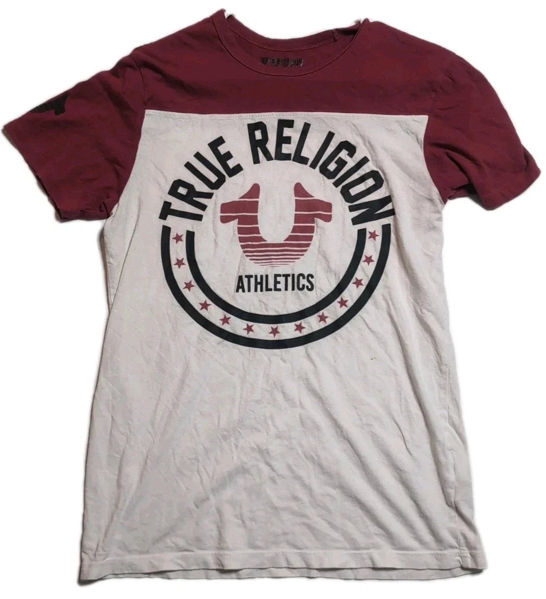 True Religion Athletics Graphic Shirt Men's  Horseshoe Buddha Logo Y2K Blue S Unisex T-shirt, Sweatshirt, Hoodie, Long Sleeve Tee - T-Shirt, Sweatshirt, Hoodie