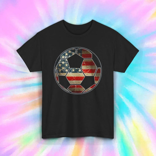 American Flag Soccer T-Shirt | Patriotic USA Ball Graphic Tee | Soccer Fan Unisex T-shirt, Sweatshirt, Hoodie, Long Sleeve Tee - T-Shirt, Sweatshirt, Hoodie
