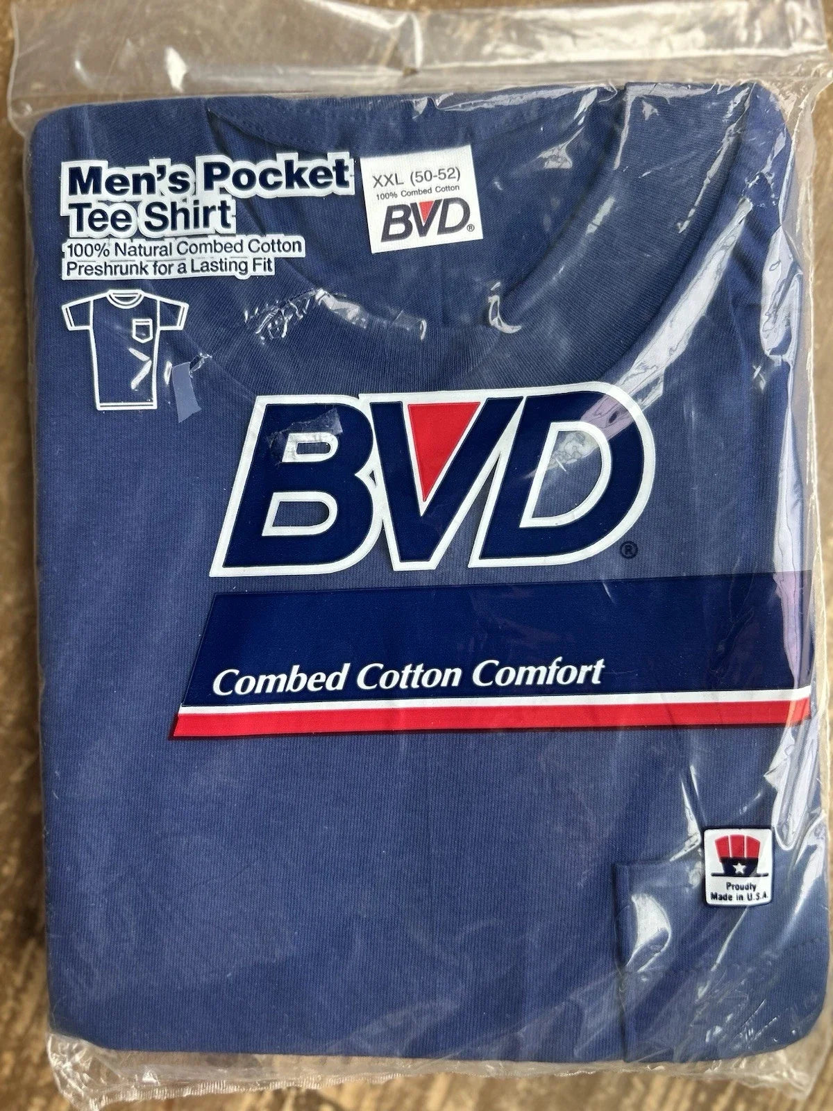 NOS Vintage 90s BVD Preshrunk Combed Cotton Blue Pocket T Shirt Men 2XL USA Unisex T-shirt, Sweatshirt, Hoodie, Long Sleeve Tee - T-Shirt, Sweatshirt, Hoodie