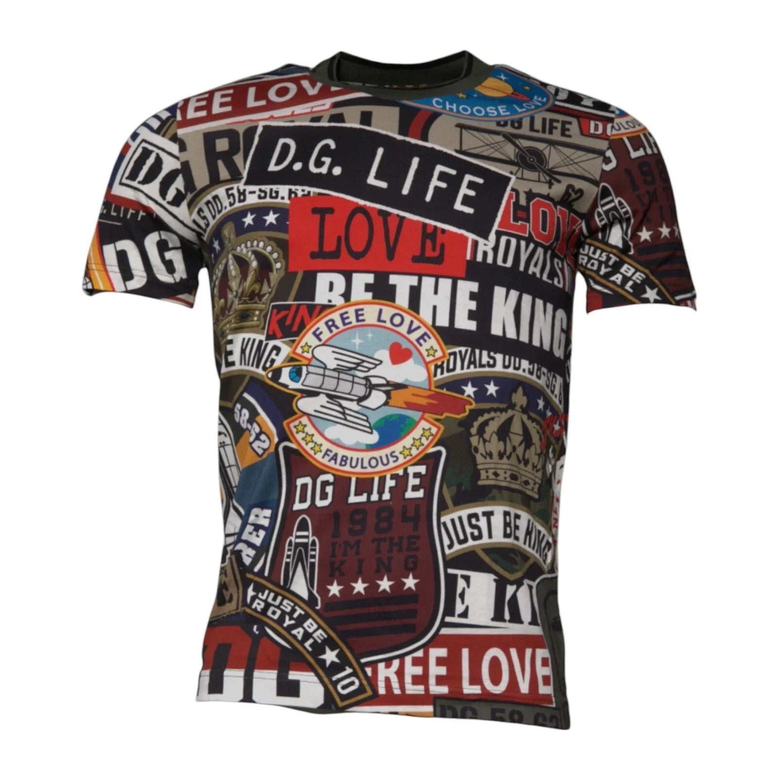 DOLCE & GABBANA T-shirt Multicolor Graphic Print Cotton Crew Neck IT48/US38/M Unisex T-shirt, Sweatshirt, Hoodie, Long Sleeve Tee - T-Shirt, Sweatshirt, Hoodie