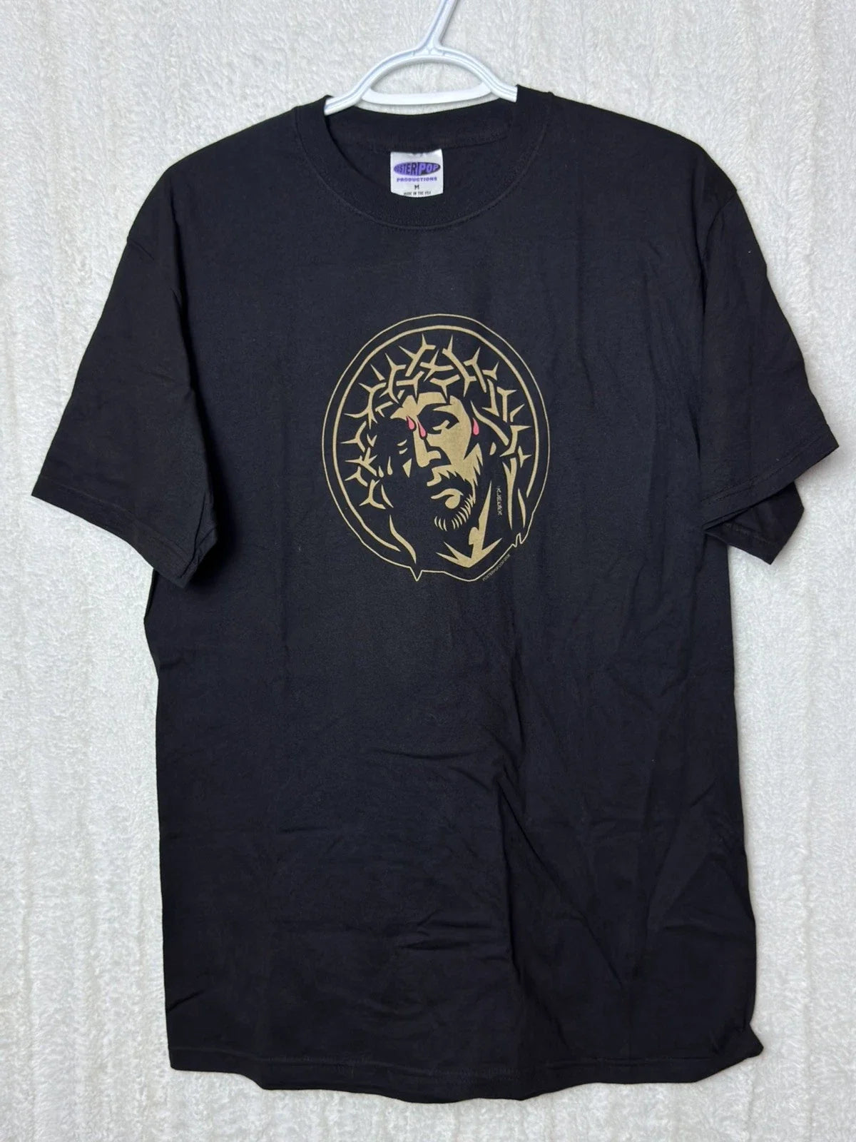 Y2K Goth Inspired Jesus Graphic Tee Black Dark Religious Shirt USA Size M Unisex T-shirt, Sweatshirt, Hoodie, Long Sleeve Tee - T-Shirt, Sweatshirt, Hoodie