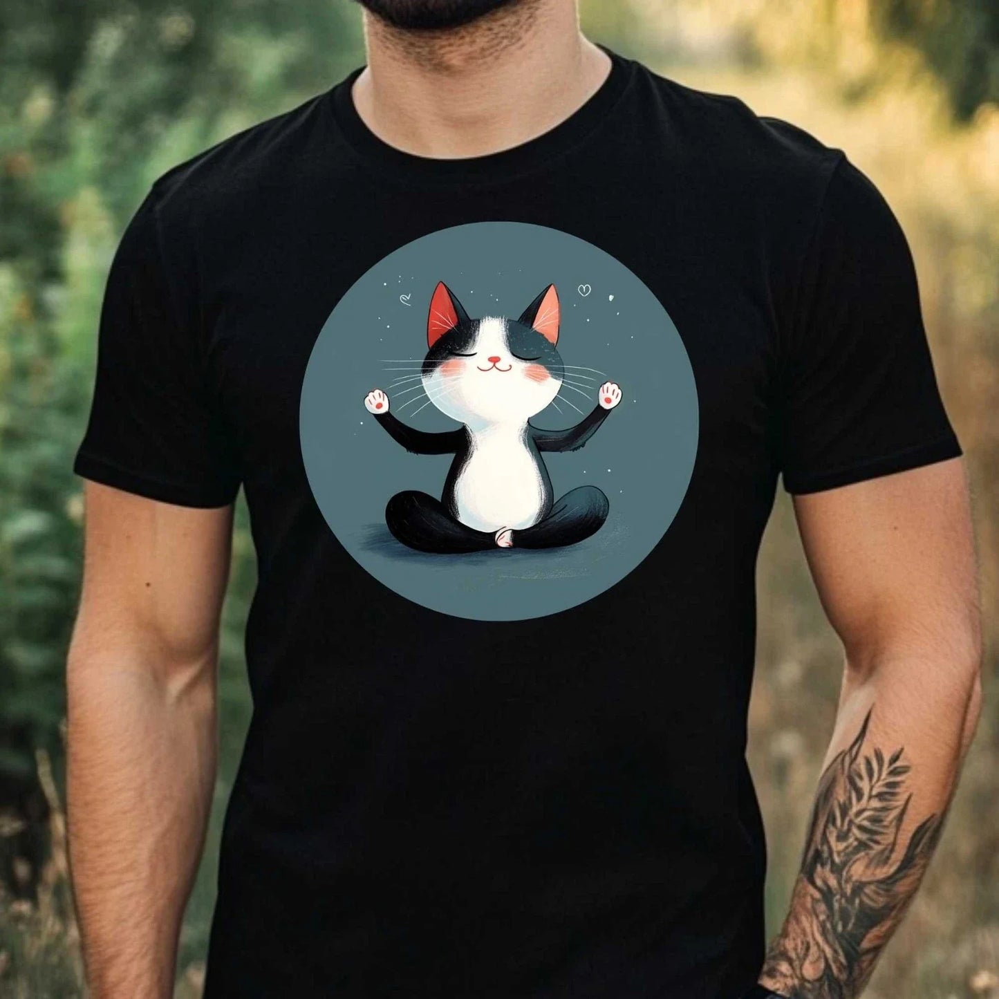 Mens Funny Cat Yoga Theme Cotton T-Shirt Size XS to 5XL Unisex T-shirt, Sweatshirt, Hoodie, Long Sleeve Tee - T-Shirt, Sweatshirt, Hoodie