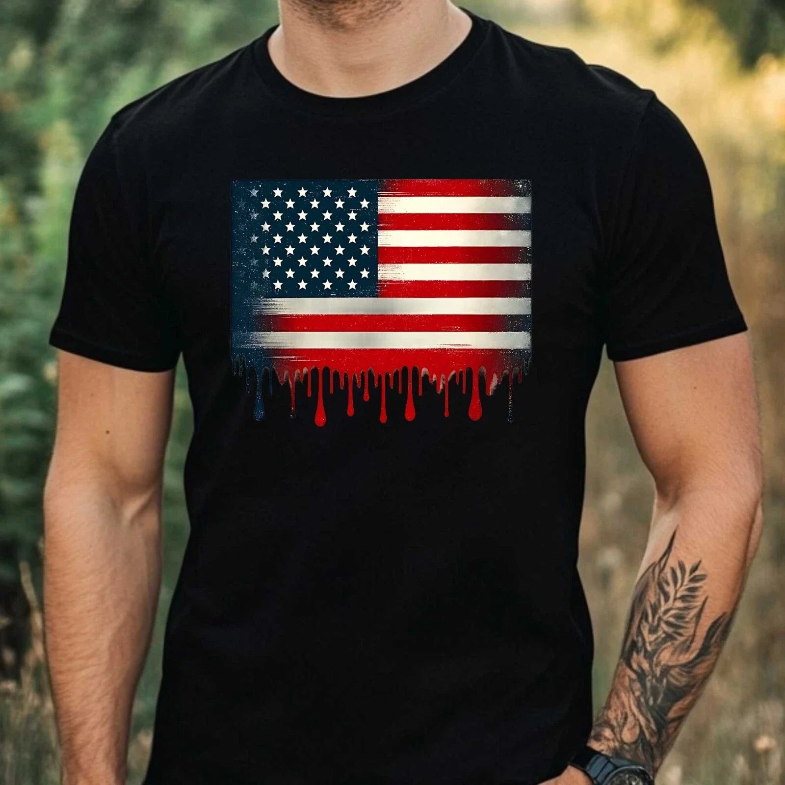 Men's American Flag Motif Cotton T-Shirt Size XS to 5XL Unisex T-shirt, Sweatshirt, Hoodie, Long Sleeve Tee - T-Shirt, Sweatshirt, Hoodie