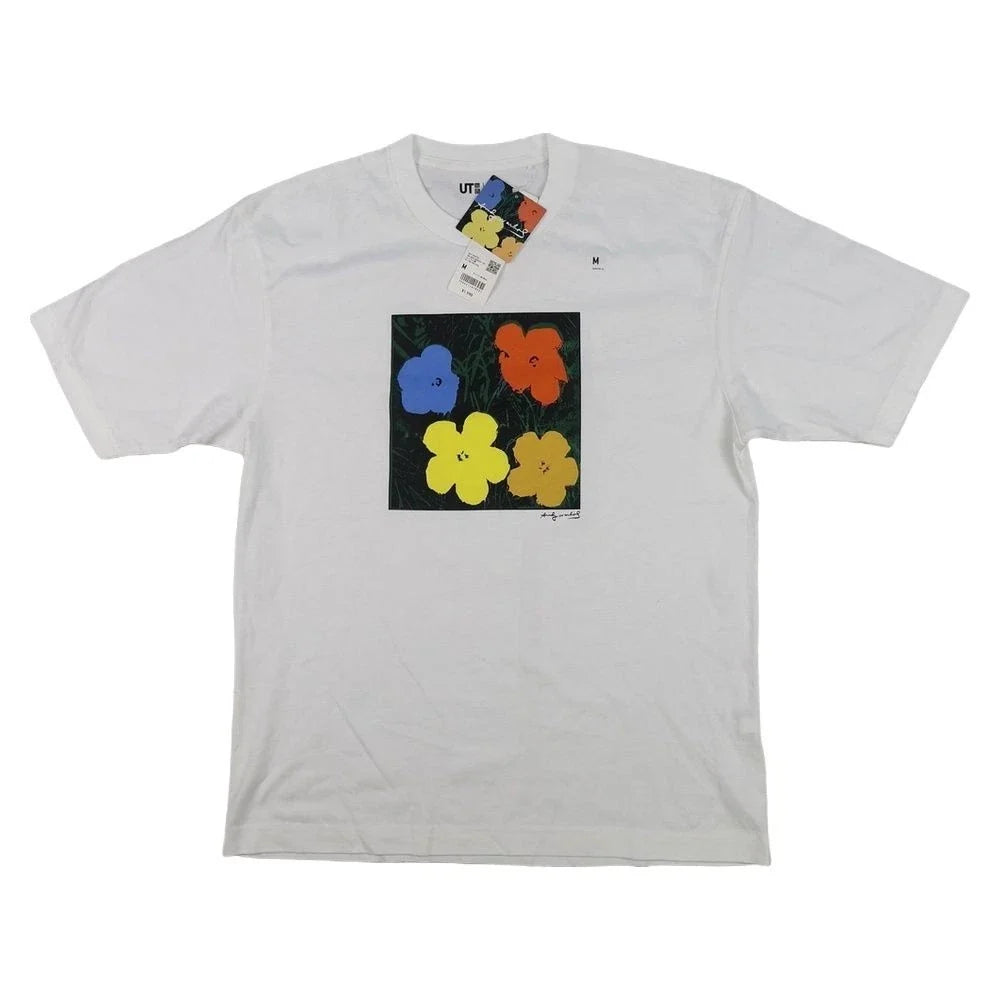 Uniqlo Shirt Mens MEDIUM White Andy Warhol NY Pop Art Flower Short Sleeve M NWT Unisex T-shirt, Sweatshirt, Hoodie, Long Sleeve Tee - T-Shirt, Sweatshirt, Hoodie