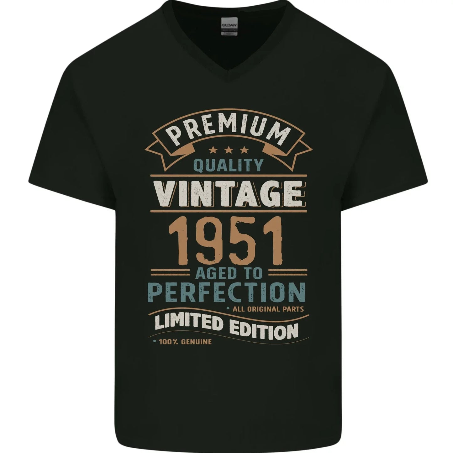 Premium Vintage 75th Birthday 1951 Mens V-Neck Cotton T-Shirt Unisex T-shirt, Sweatshirt, Hoodie, Long Sleeve Tee - T-Shirt, Sweatshirt, Hoodie