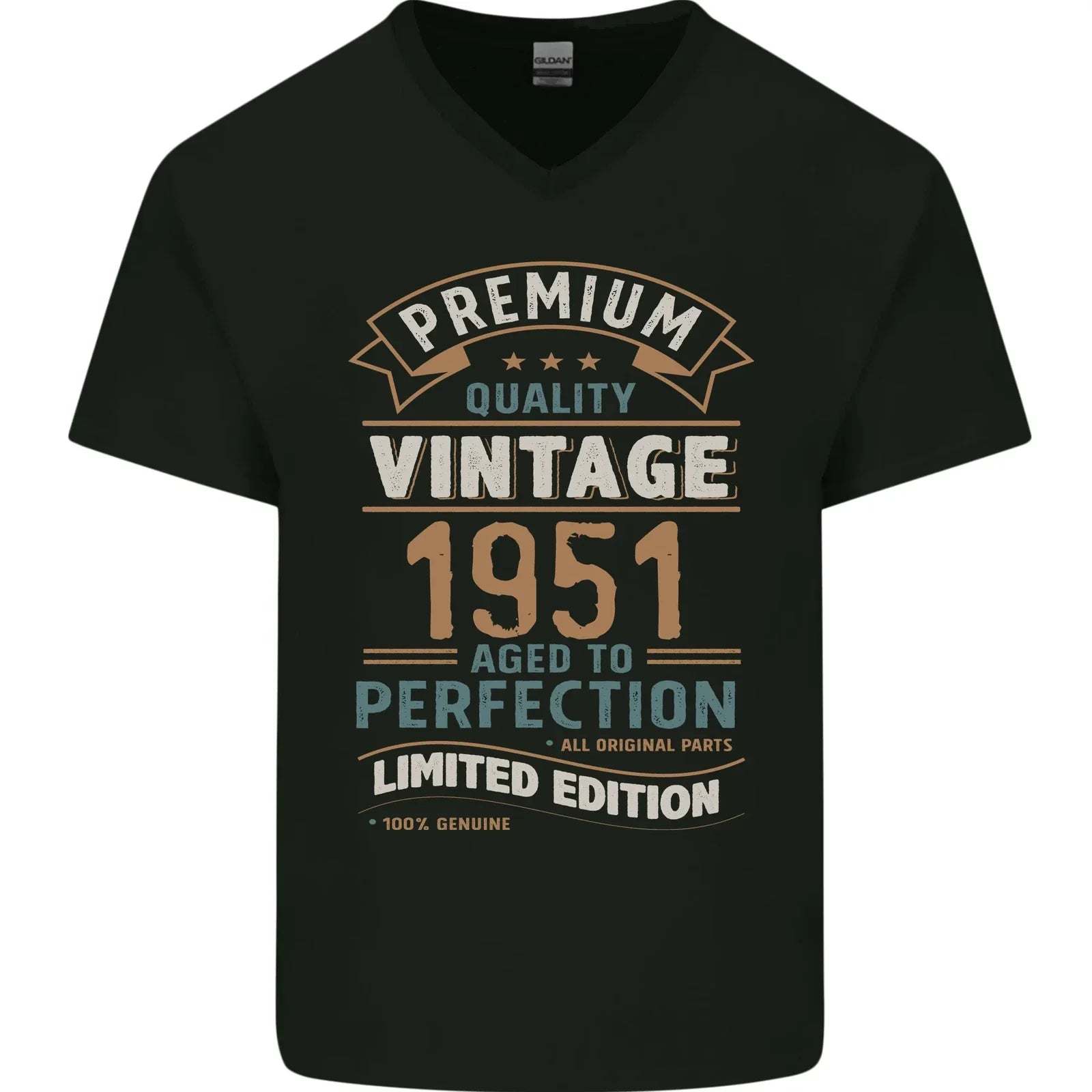 Premium Vintage 75th Birthday 1951 Mens V-Neck Cotton T-Shirt Unisex T-shirt, Sweatshirt, Hoodie, Long Sleeve Tee - T-Shirt, Sweatshirt, Hoodie