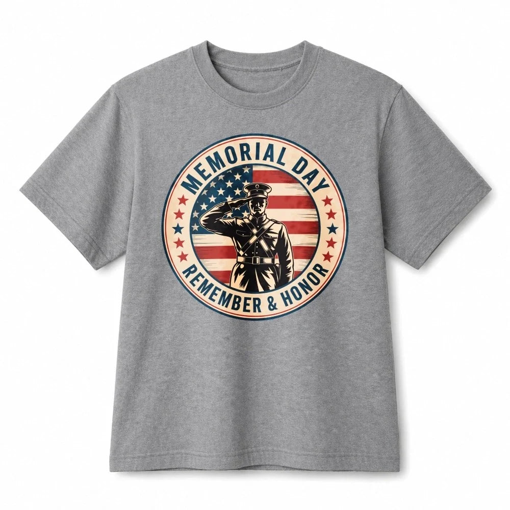 Memorial Day Remember & Honor Soldier Patriotic Retro Graphic Cotton TShirt Unisex T-shirt, Sweatshirt, Hoodie, Long Sleeve Tee - T-Shirt, Sweatshirt, Hoodie