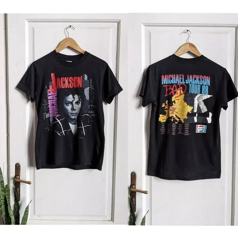 Vintage Michael Jackson 1988 Bad Tour Merch T-Shirt Unisex T-shirt, Sweatshirt, Hoodie, Long Sleeve Tee - T-Shirt, Sweatshirt, Hoodie