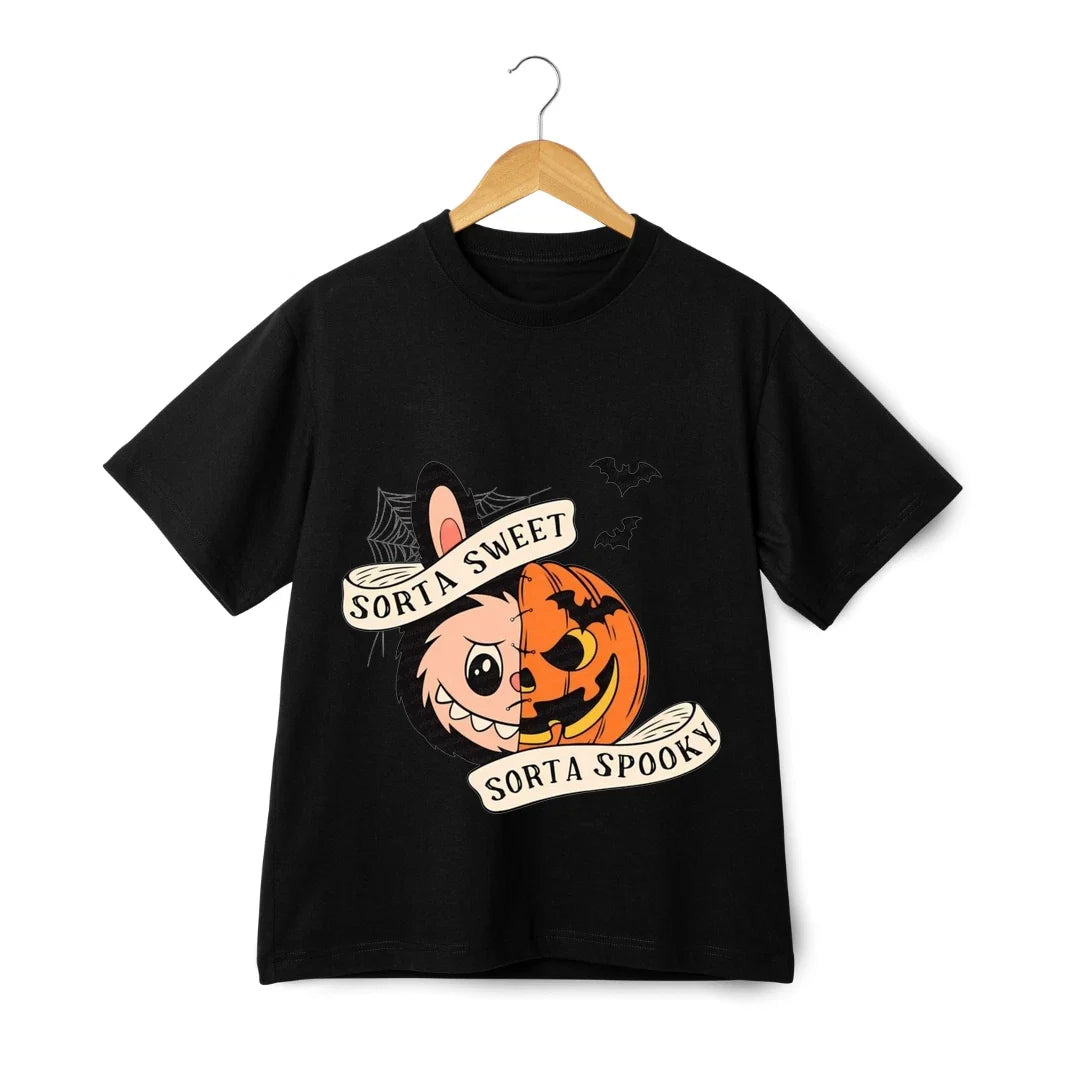 LA BU BU Cartoon Halloween T-Shirt - Sorta Sweet Sorta Spooky Tee Streetwear Unisex T-shirt, Sweatshirt, Hoodie, Long Sleeve Tee - T-Shirt, Sweatshirt, Hoodie