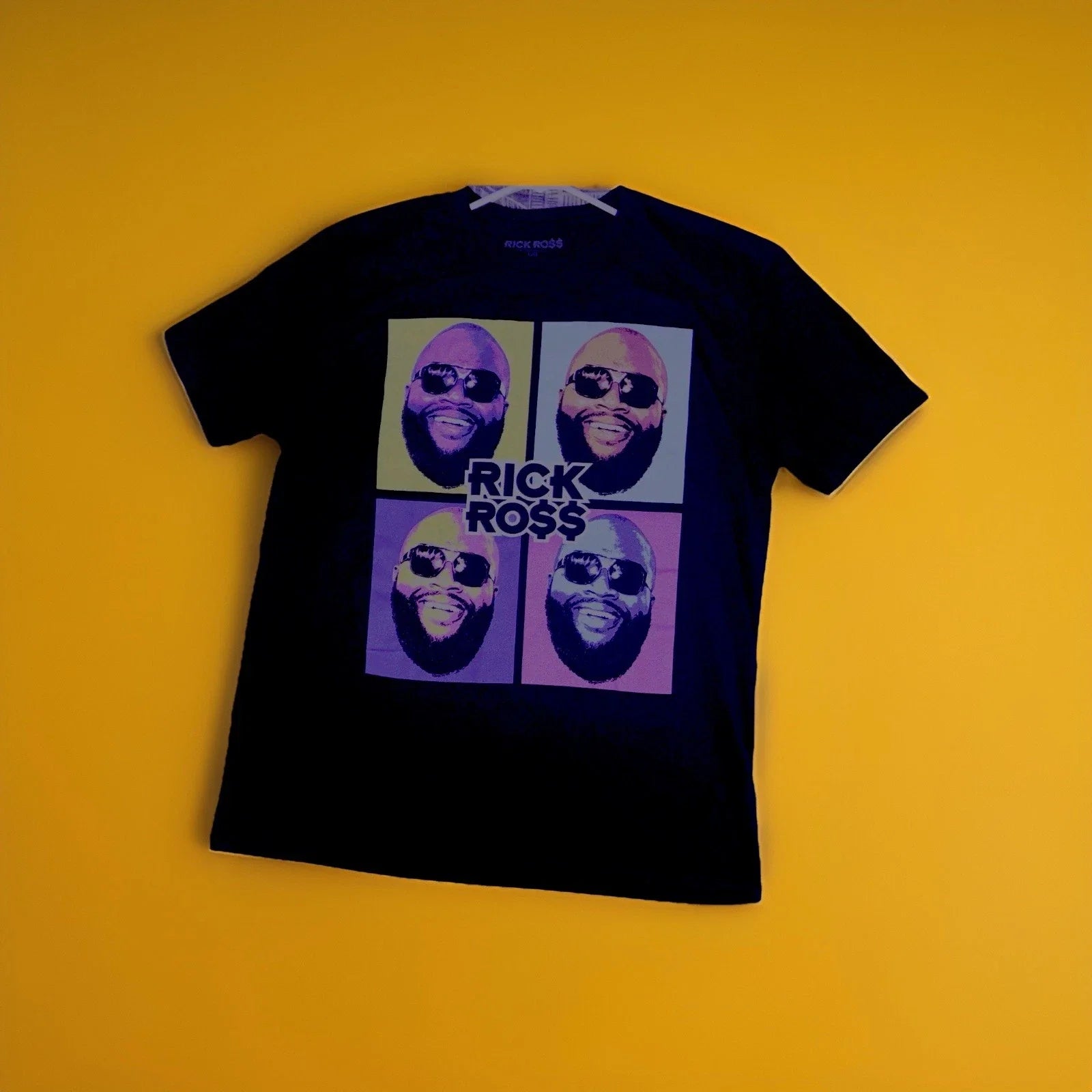 RICK ROSS pop art graphic tee shirt, short sleeves,  Black, Size Large Unisex T-shirt, Sweatshirt, Hoodie, Long Sleeve Tee - T-Shirt, Sweatshirt, Hoodie
