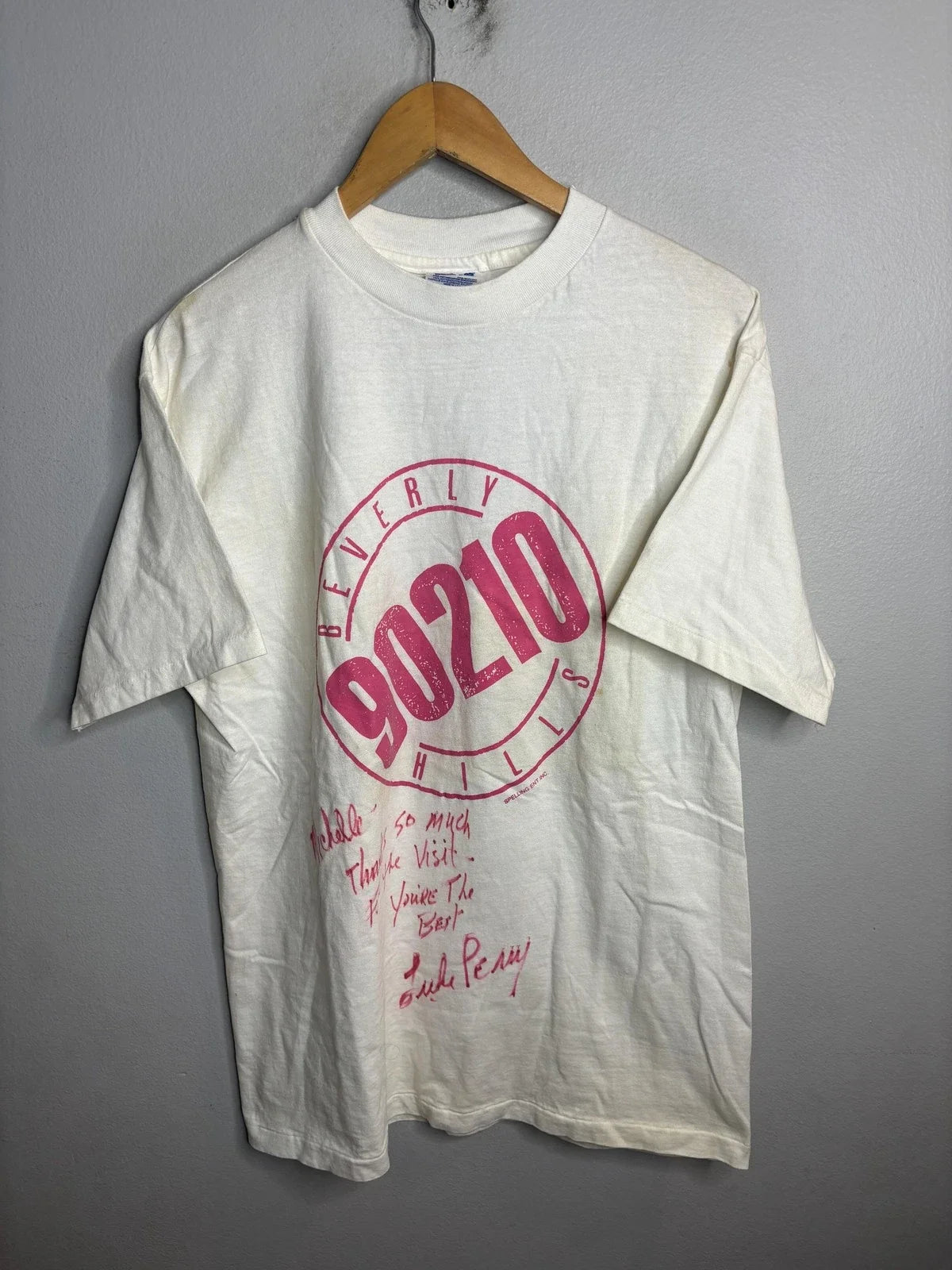 Vintage Beverly Hills 90210 Shirt Mens Large Hanes Signed Luke Perry 90s Tee Unisex T-shirt, Sweatshirt, Hoodie, Long Sleeve Tee - T-Shirt, Sweatshirt, Hoodie