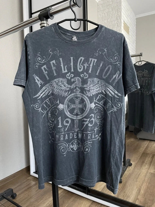 Affliction Trademark Vintage Y2K Big Logo T-Shirt Tee 90s Size Small Unisex T-shirt, Sweatshirt, Hoodie, Long Sleeve Tee - T-Shirt, Sweatshirt, Hoodie