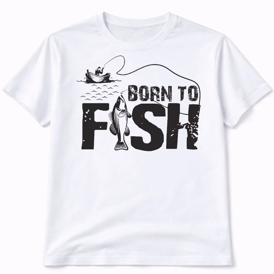Born To Fish Graphic T Shirt Trendy Fishing Western Style Tee Mens Gifts White Unisex T-shirt, Sweatshirt, Hoodie, Long Sleeve Tee - T-Shirt, Sweatshirt, Hoodie