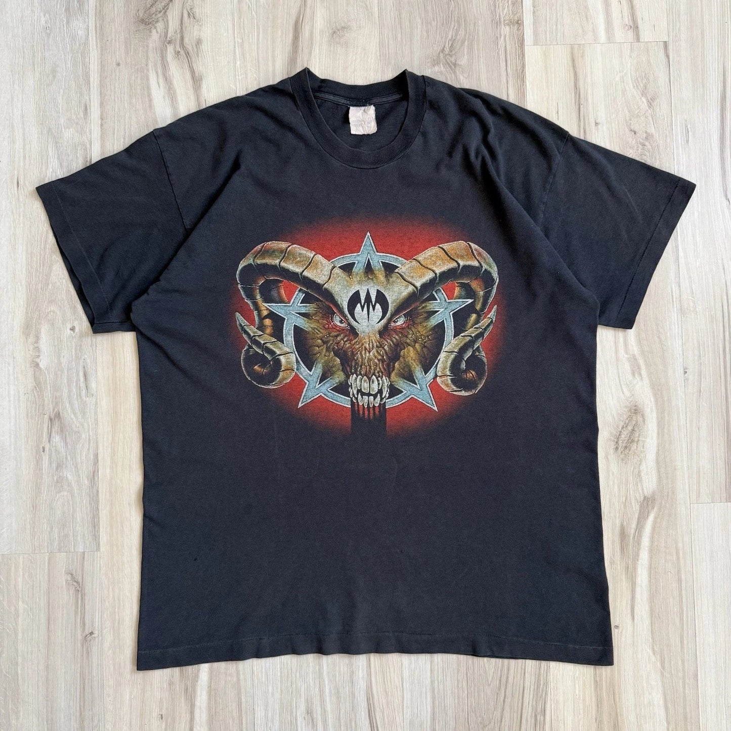 Vintage Demon 90s goat skull satan devil art dark pentagram metal t shirt XL Unisex T-shirt, Sweatshirt, Hoodie, Long Sleeve Tee - T-Shirt, Sweatshirt, Hoodie