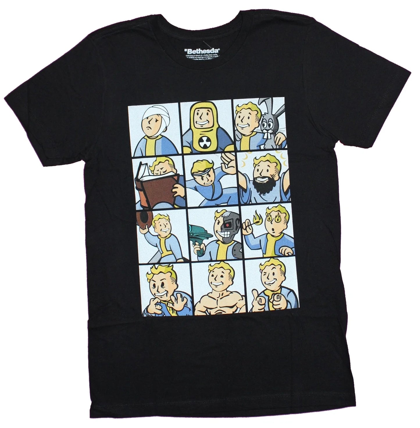 Fallout Mens T-Shirt  - Pip Vault Boy Nine Box Actvities Images Unisex T-shirt, Sweatshirt, Hoodie, Long Sleeve Tee - T-Shirt, Sweatshirt, Hoodie
