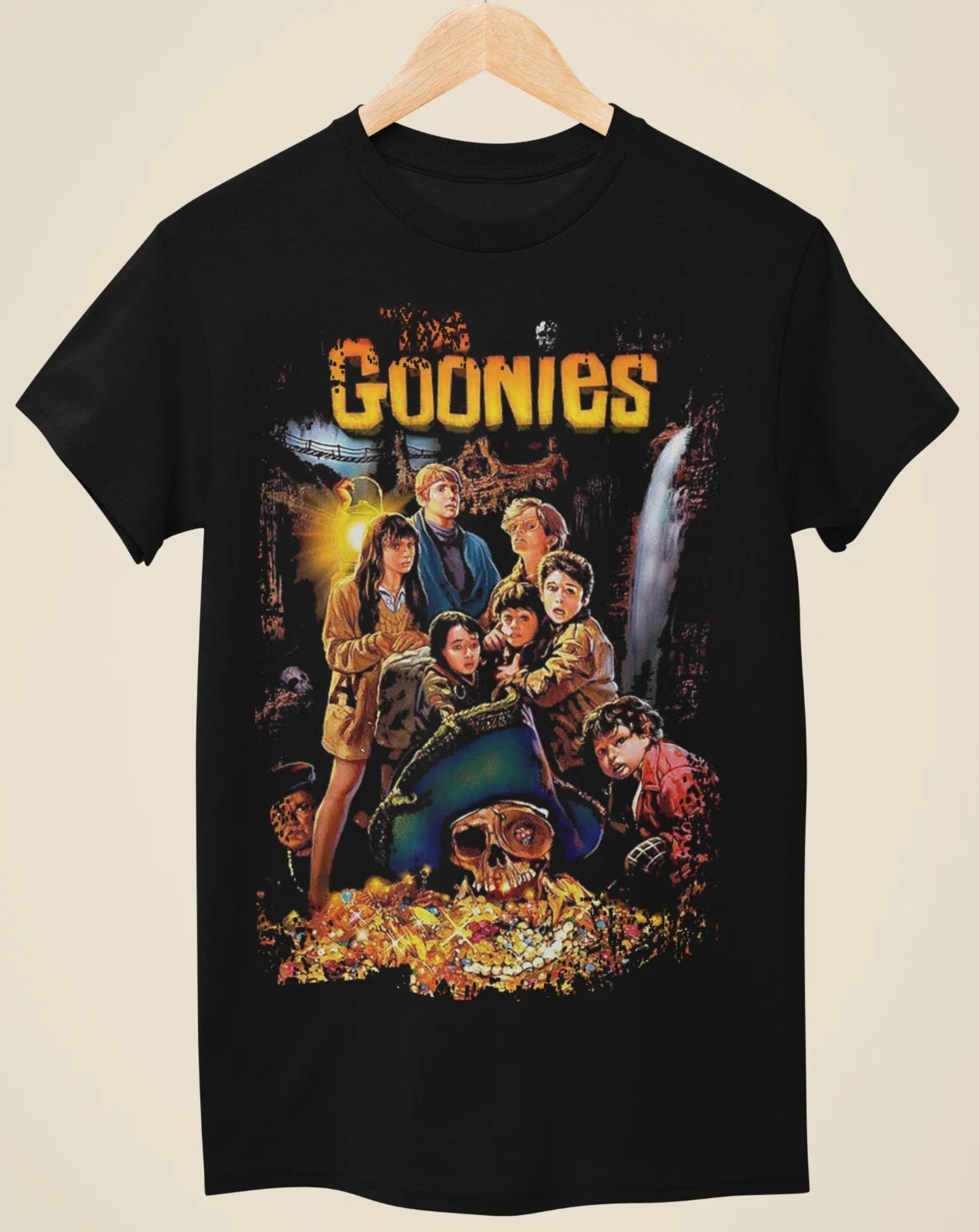 The Goonies - Movie Poster Inspired Unisex Black T-Shirt Unisex T-shirt, Sweatshirt, Hoodie, Long Sleeve Tee - T-Shirt, Sweatshirt, Hoodie