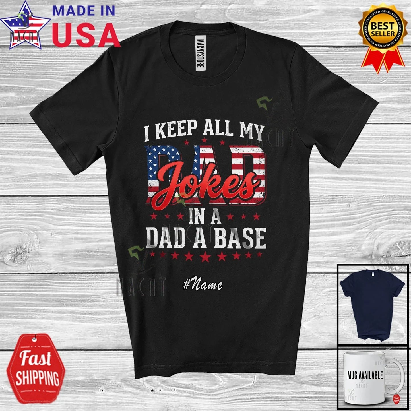 Custom Name Keep Dad Jokes In A Dad A Base; Father's Day American Dad IT T-Shirt Unisex T-shirt, Sweatshirt, Hoodie, Long Sleeve Tee - T-Shirt, Sweatshirt, Hoodie