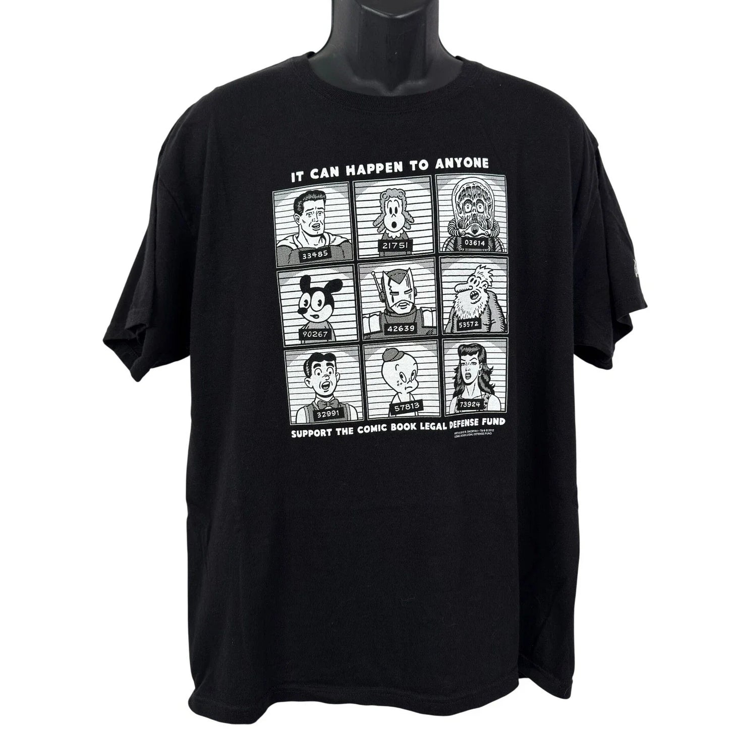 2012 Comic Book Legal Defense Fund Graphic Tee Black Mens Large Unisex T-shirt, Sweatshirt, Hoodie, Long Sleeve Tee - T-Shirt, Sweatshirt, Hoodie