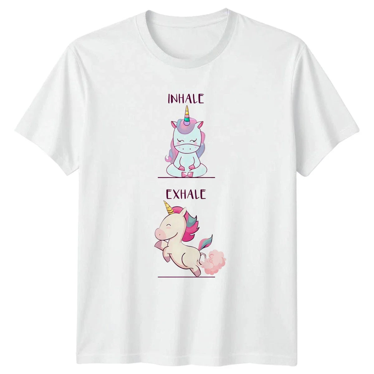 Inhale Exhale Unicorn Fart T-Shirt Yoga Parody Novelty Birthday Gift Unisex T-shirt, Sweatshirt, Hoodie, Long Sleeve Tee - T-Shirt, Sweatshirt, Hoodie