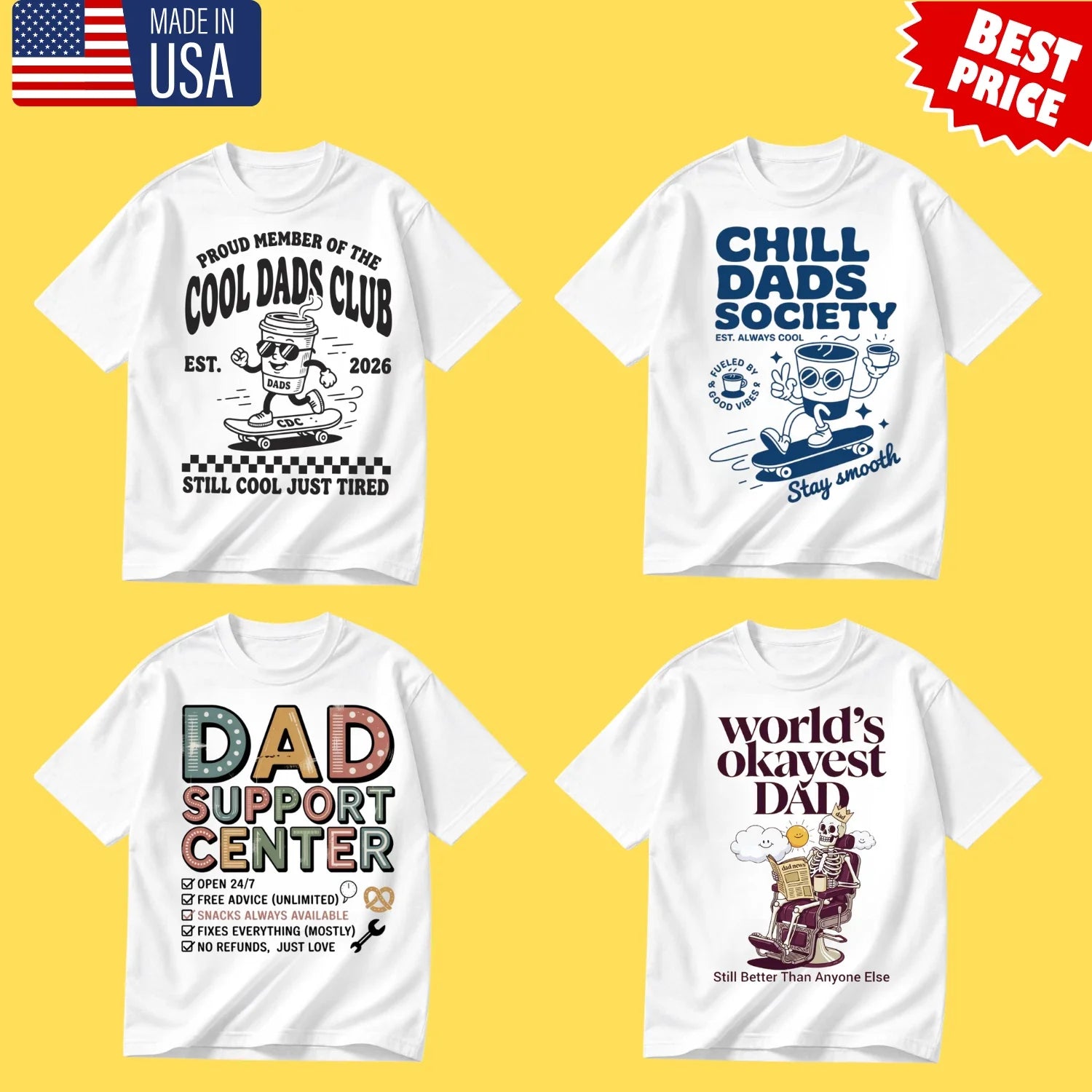 Cool Dads Club Funny Dad T-Shirt Fathers Day Gift Chill Dad Tee Unisex S-5XL Unisex T-shirt, Sweatshirt, Hoodie, Long Sleeve Tee - T-Shirt, Sweatshirt, Hoodie