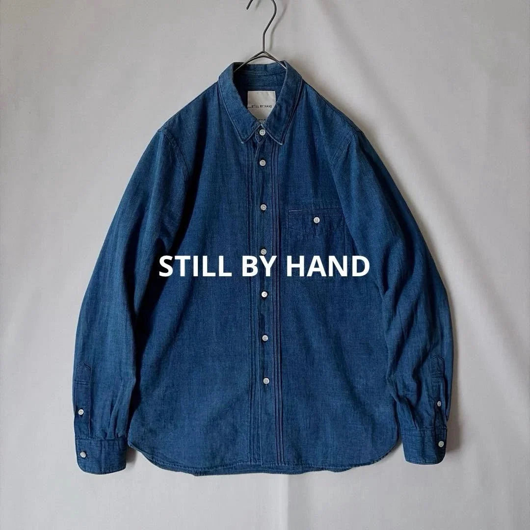 STILL BY HAND Denim Shirt Indigo Size 46 M Minimalist Design Unisex T-shirt, Sweatshirt, Hoodie, Long Sleeve Tee - T-Shirt, Sweatshirt, Hoodie