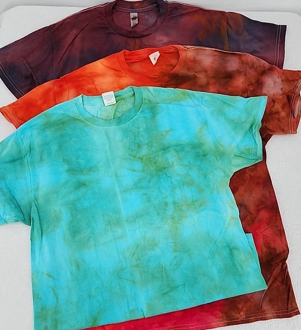 3 Procion Ice Tie Dye Short Sleeve Shirts Unisex Size Large Gildan & Hanes NEW! Unisex T-shirt, Sweatshirt, Hoodie, Long Sleeve Tee - T-Shirt, Sweatshirt, Hoodie