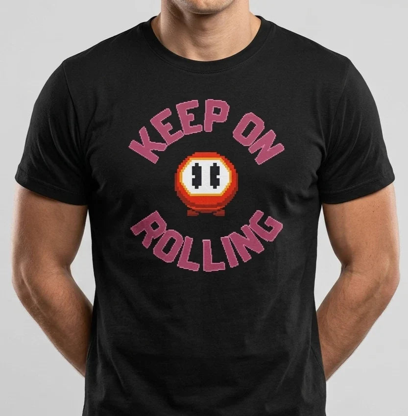 Keep On Rolling Pixel Art T-Shirt Retro Gamer Graphic Tee Unisex Streetwear Unisex T-shirt, Sweatshirt, Hoodie, Long Sleeve Tee - T-Shirt, Sweatshirt, Hoodie