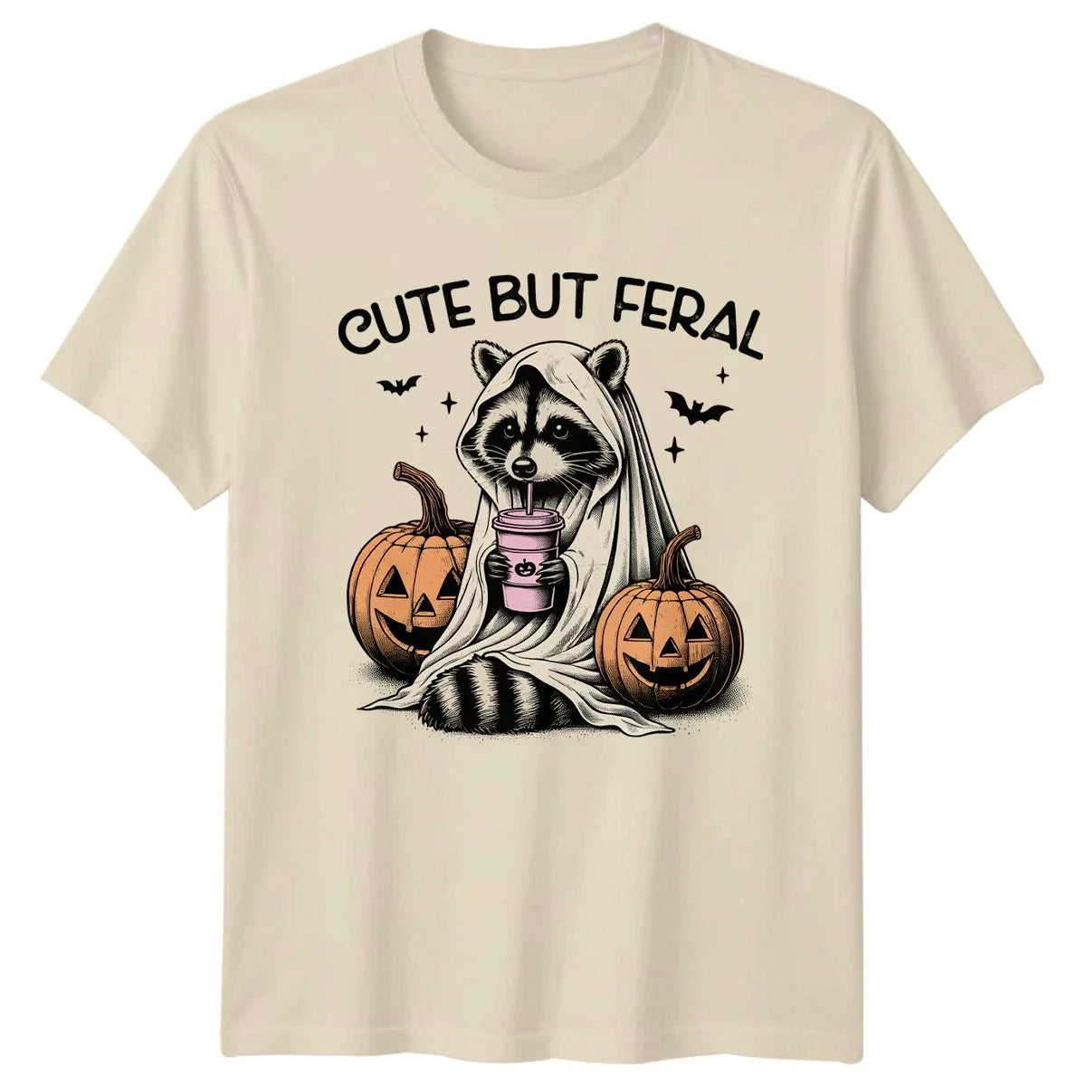 Cute But Feral T-Shirt Raccoon Halloween Halloween Gift For Him And Her Unisex T-shirt, Sweatshirt, Hoodie, Long Sleeve Tee - T-Shirt, Sweatshirt, Hoodie