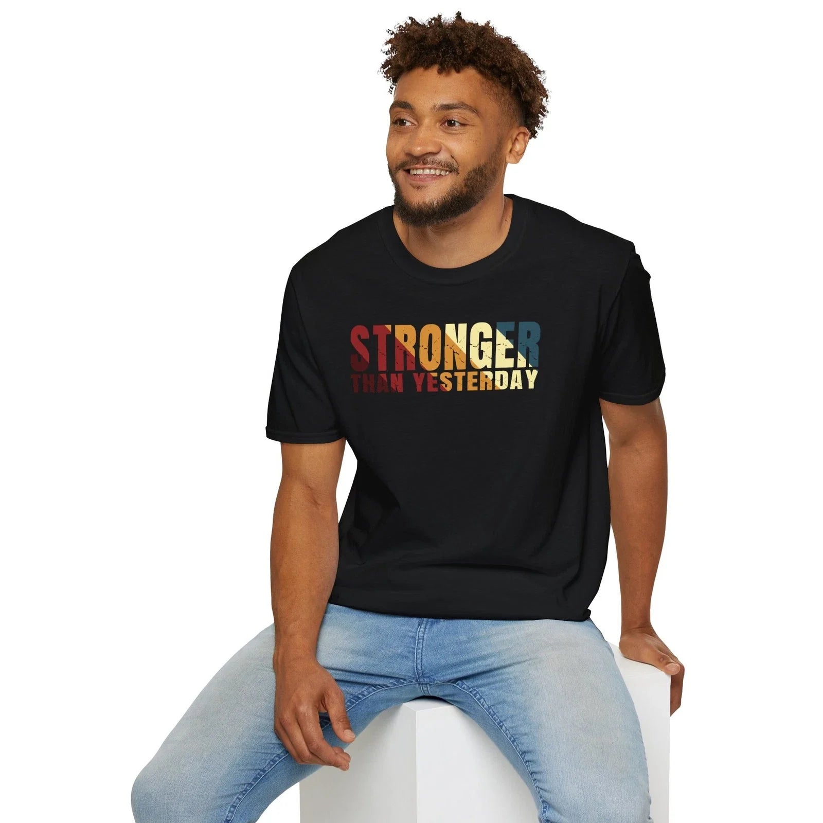 Stronger Than Yesterday T-shirt Inspirational Workout Fitness Positive Mindset Unisex T-shirt, Sweatshirt, Hoodie, Long Sleeve Tee - T-Shirt, Sweatshirt, Hoodie
