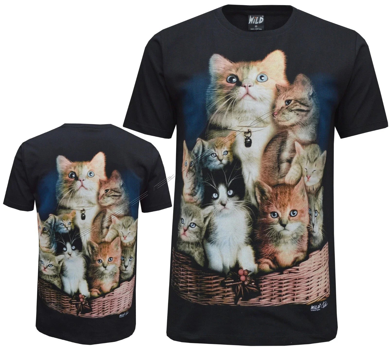 New Ladies Womens Kittens Cats Cute animal T- Shirt, Front & Back Print M - 3XL Unisex T-shirt, Sweatshirt, Hoodie, Long Sleeve Tee - T-Shirt, Sweatshirt, Hoodie
