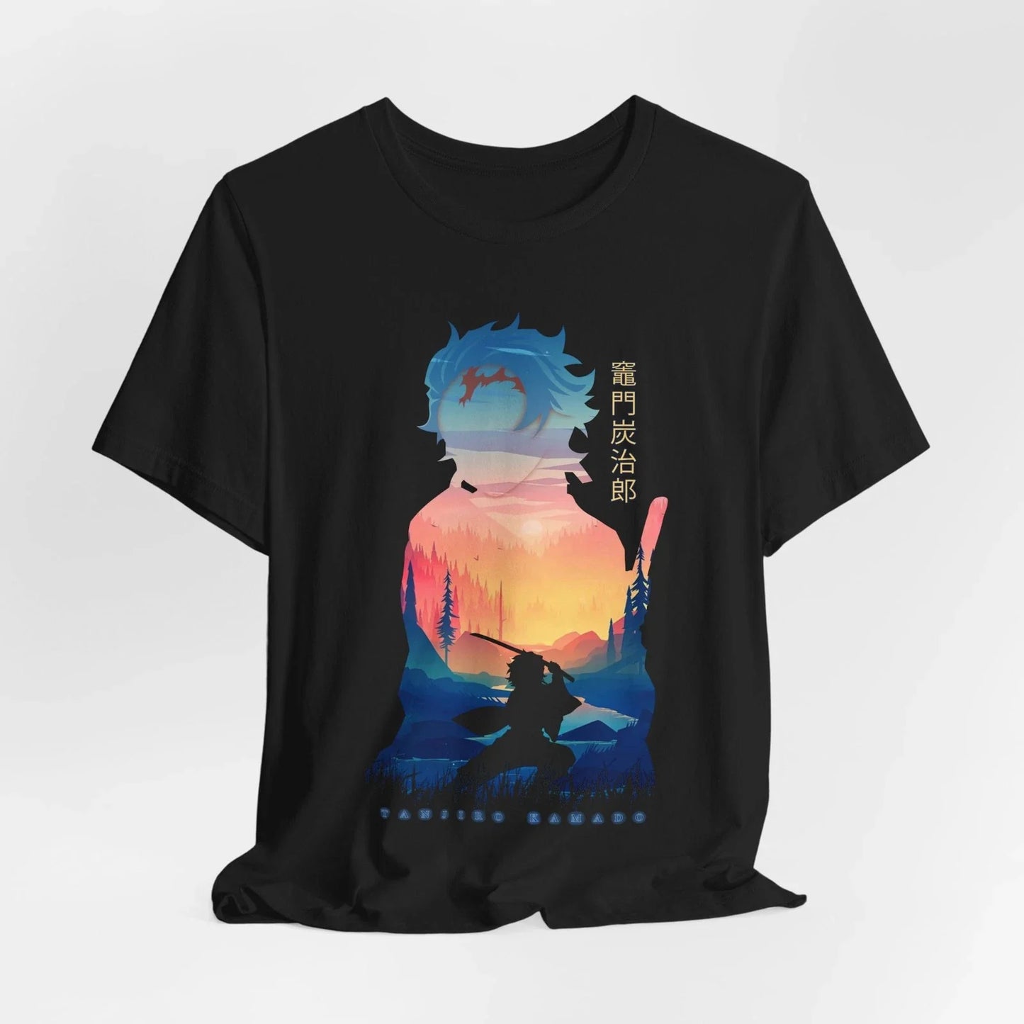 Silhouette Tanjiro Tee, Anime Graphic T-Shirt, Casual Wear, Unisex Jersey Shirt Unisex T-shirt, Sweatshirt, Hoodie, Long Sleeve Tee - T-Shirt, Sweatshirt, Hoodie