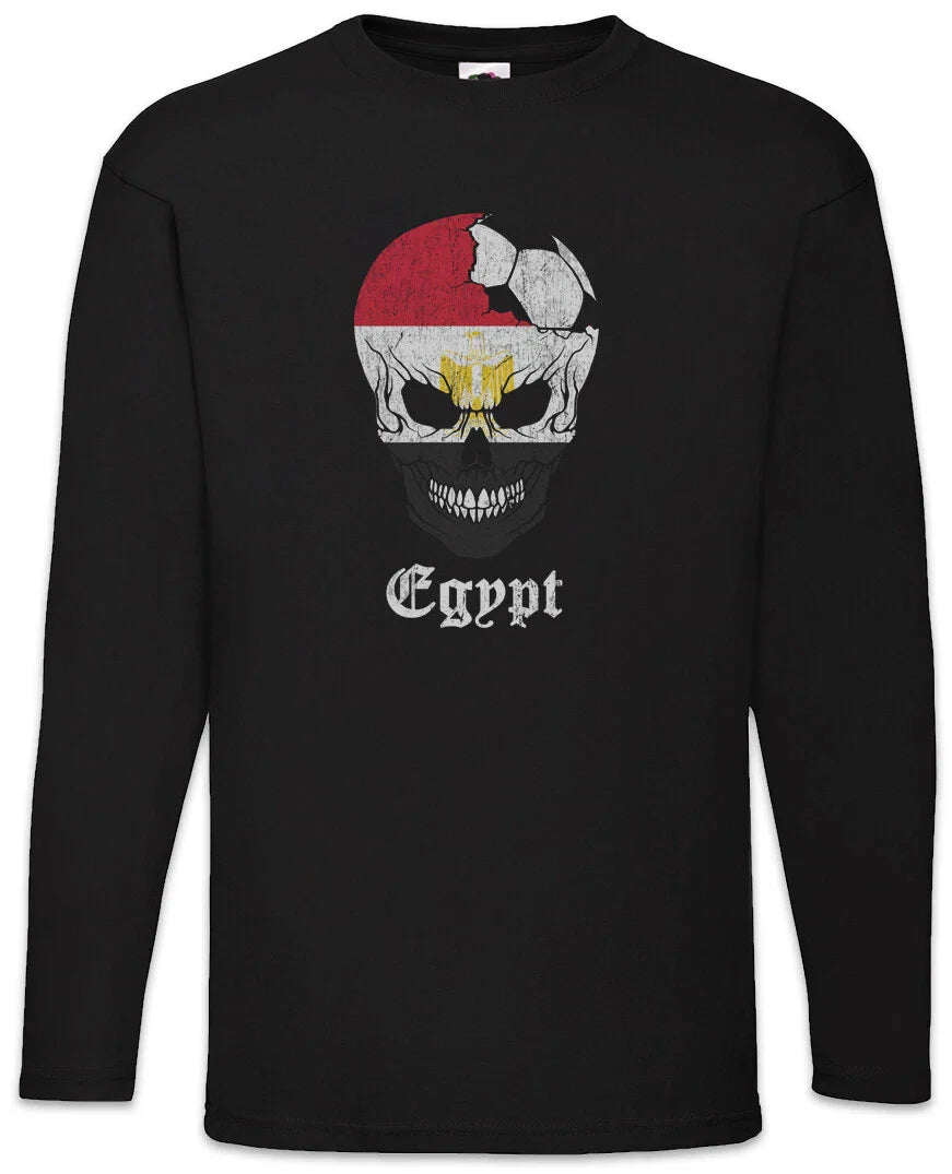 Egypt Football Skull I Men's Long Sleeve T-Shirt Egyptian Soccer Flag World Unisex T-shirt, Sweatshirt, Hoodie, Long Sleeve Tee - T-Shirt, Sweatshirt, Hoodie