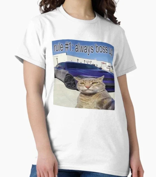 Rule #1 Always Boss Up Selfie Cat Meme T-Shirt Unisex T-shirt, Sweatshirt, Hoodie, Long Sleeve Tee - T-Shirt, Sweatshirt, Hoodie