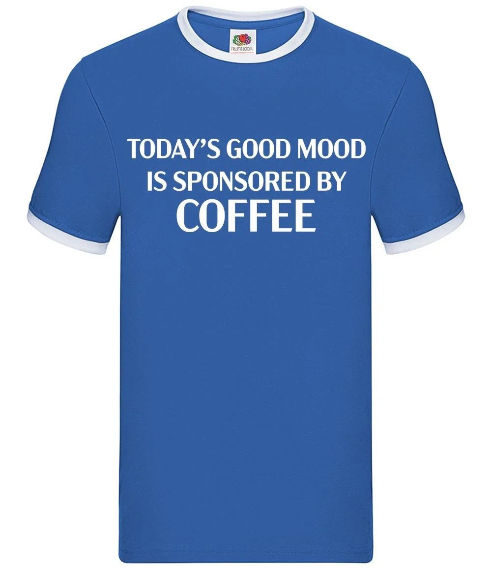 Sponsored By Coffee - Mens Ringer - Latte Flat White Funny Mood Espresso Unisex T-shirt, Sweatshirt, Hoodie, Long Sleeve Tee - T-Shirt, Sweatshirt, Hoodie