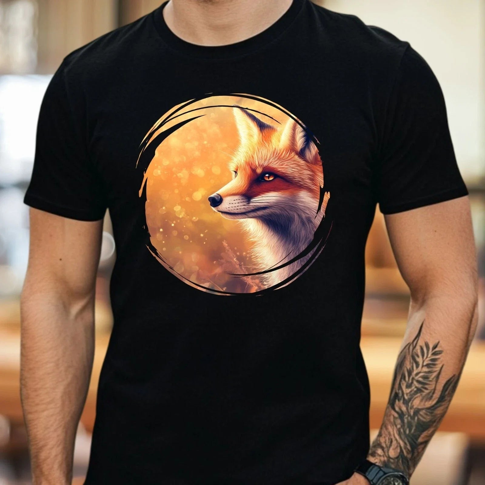 Mens Fox Print Cotton T Shirt Size XS to 5XL Unisex T-shirt, Sweatshirt, Hoodie, Long Sleeve Tee - T-Shirt, Sweatshirt, Hoodie