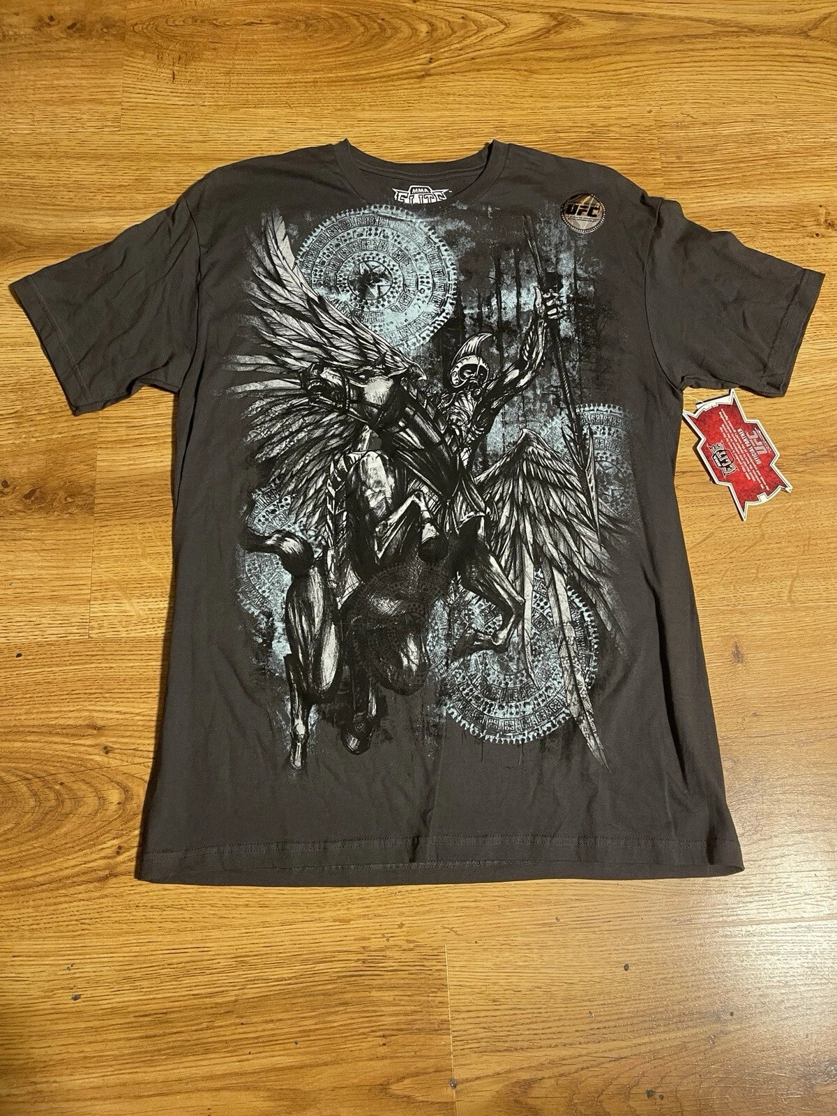 MMA Elite Double Sided Graphic T Shirt Warrior Size Large Y2K Gray NWT Unisex T-shirt, Sweatshirt, Hoodie, Long Sleeve Tee - T-Shirt, Sweatshirt, Hoodie
