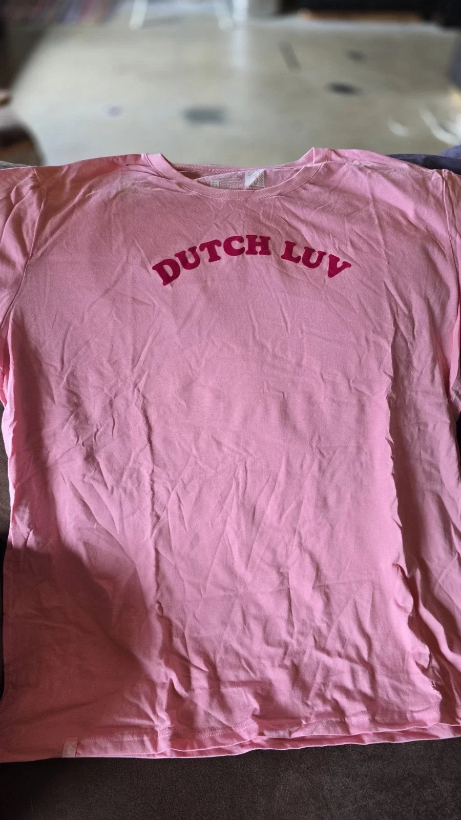 Dutch Bros Coffee Pink "Dutch Luv" Graphic Print Crew Neck T-Shirt2XL Unisex T-shirt, Sweatshirt, Hoodie, Long Sleeve Tee - T-Shirt, Sweatshirt, Hoodie