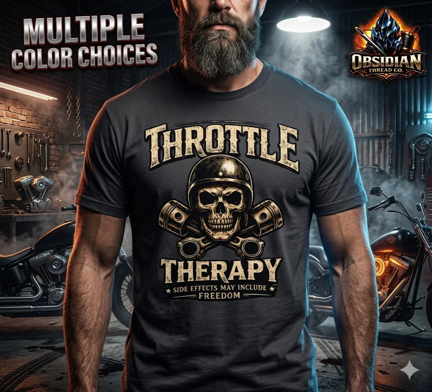 Throttle Therapy Biker Shirt Skull Motorcycle Rider Funny Gym Mens Tee No Harley Unisex T-shirt, Sweatshirt, Hoodie, Long Sleeve Tee - T-Shirt, Sweatshirt, Hoodie