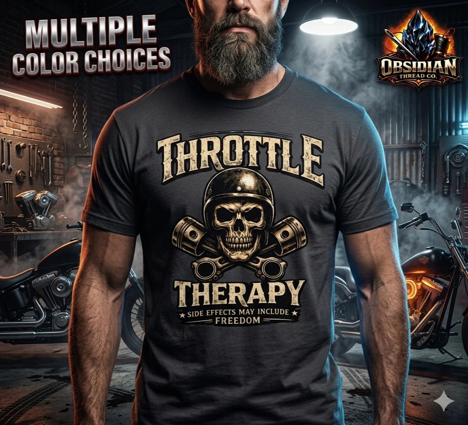 Throttle Therapy Biker Shirt Skull Motorcycle Rider Funny Gym Mens Tee No Harley Unisex T-shirt, Sweatshirt, Hoodie, Long Sleeve Tee - T-Shirt, Sweatshirt, Hoodie