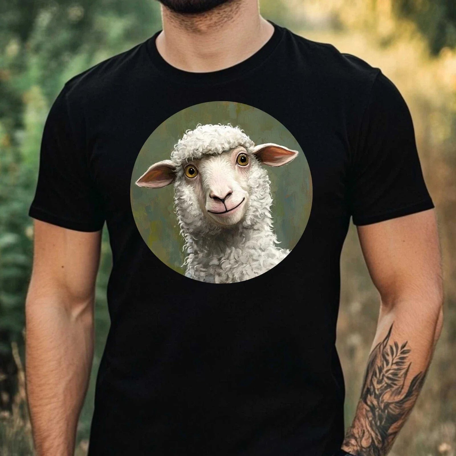 Mens Funny Sheep Face Motif Cotton T-Shirt Size XS to 5XL Unisex T-shirt, Sweatshirt, Hoodie, Long Sleeve Tee - T-Shirt, Sweatshirt, Hoodie