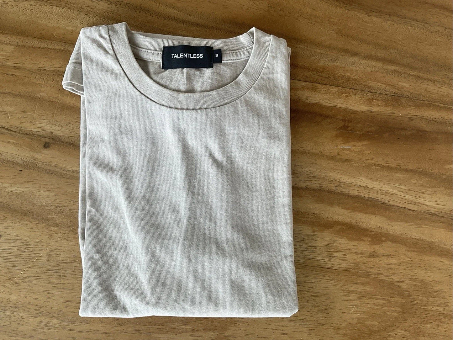 Talentless 100% Cotton Beige Crewneck T-Shirt Size S Minimalist Elevated Basic Unisex T-shirt, Sweatshirt, Hoodie, Long Sleeve Tee - T-Shirt, Sweatshirt, Hoodie