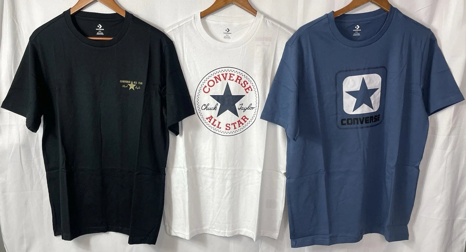 Converse Men's Lot of 3 Logo Crew Tees in Black, White & Blue Pick Your Size NWT Unisex T-shirt, Sweatshirt, Hoodie, Long Sleeve Tee - T-Shirt, Sweatshirt, Hoodie
