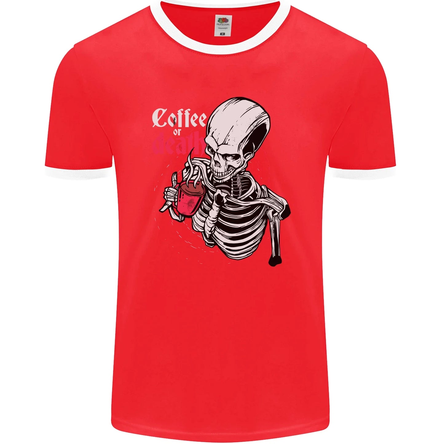Coffee or Death Skull Mens Ringer T-Shirt FotL Unisex T-shirt, Sweatshirt, Hoodie, Long Sleeve Tee - T-Shirt, Sweatshirt, Hoodie