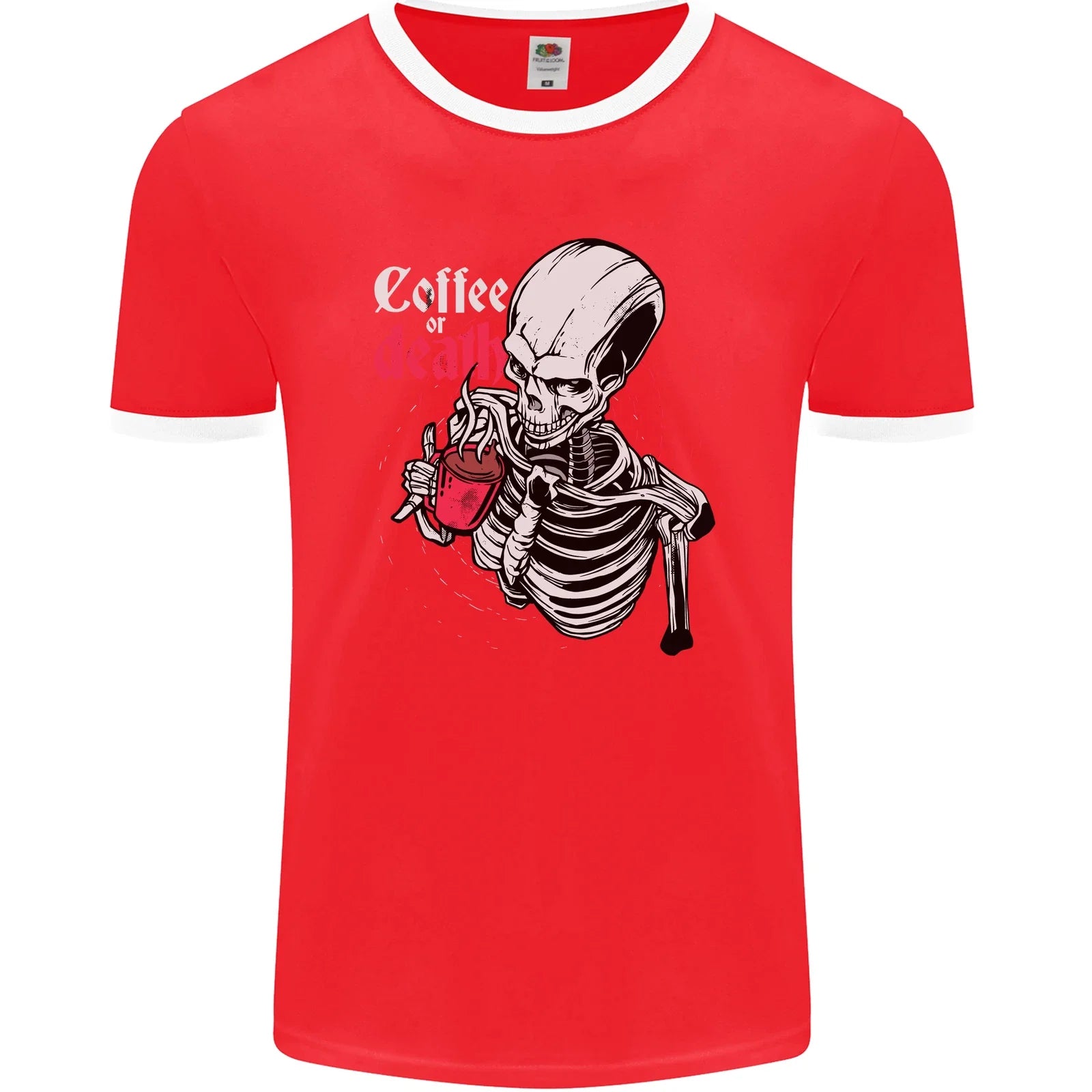 Coffee or Death Skull Mens Ringer T-Shirt FotL Unisex T-shirt, Sweatshirt, Hoodie, Long Sleeve Tee - T-Shirt, Sweatshirt, Hoodie